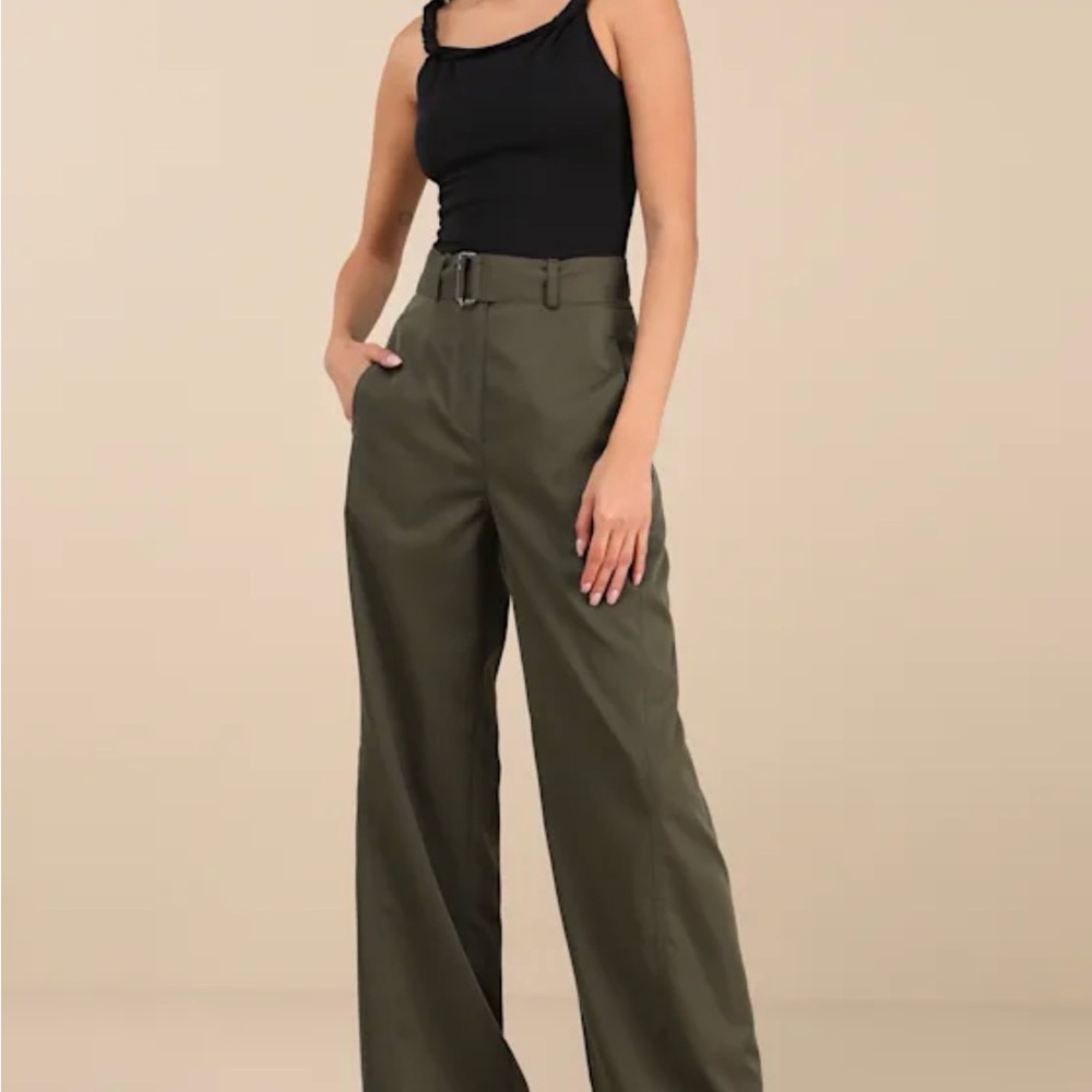 Lulu's Dark Olive Wide-Leg Pants